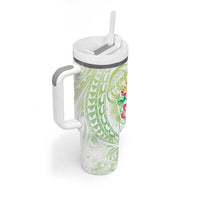 Summer Green Polynesian Jellyfish Tumbler With Handle Watercolor Glows - Polynesian Pride