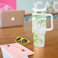Summer Green Polynesian Jellyfish Tumbler With Handle Watercolor Glows - Polynesian Pride