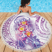 Lavender Polynesian Jellyfish Beach Blanket Watercolor Glows LT7 - Polynesian Pride