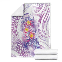 Lavender Polynesian Jellyfish Blanket Watercolor Glows - Polynesian Pride
