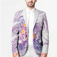 Lavender Polynesian Jellyfish Blazer Watercolor Glows - Polynesian Pride