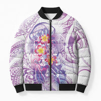 Lavender Polynesian Jellyfish Bomber Puffer Jacket Watercolor Glows LT7 Unisex Lavender - Polynesian Pride