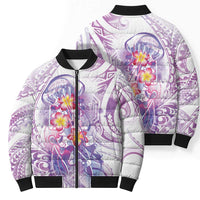 Lavender Polynesian Jellyfish Bomber Puffer Jacket Watercolor Glows LT7 - Polynesian Pride