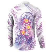 Lavender Polynesian Jellyfish Button Sweatshirt Watercolor Glows LT7 - Polynesian Pride