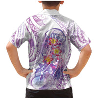 Lavender Polynesian Jellyfish Family Matching Mermaid Dress and Hawaiian Shirt Watercolor Glows - Polynesian Pride