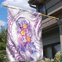 Lavender Polynesian Jellyfish Garden Flag Watercolor Glows - Polynesian Pride
