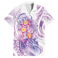 Lavender Polynesian Jellyfish Hawaiian Shirt Watercolor Glows - Polynesian Pride