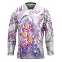 Lavender Polynesian Jellyfish Hockey Jersey Watercolor Glows LT7 Unisex Lavender - Polynesian Pride