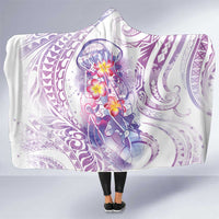 Lavender Polynesian Jellyfish Hooded Blanket Watercolor Glows - Polynesian Pride