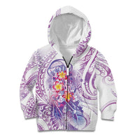 Lavender Polynesian Jellyfish Kid Hoodie Watercolor Glows LT7 Zip Hoodie Lavender - Polynesian Pride