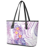 Lavender Polynesian Jellyfish Leather Tote Bag Watercolor Glows - Polynesian Pride