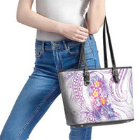 Lavender Polynesian Jellyfish Leather Tote Bag Watercolor Glows - Polynesian Pride