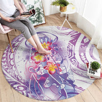 Lavender Polynesian Jellyfish Round Carpet Watercolor Glows - Polynesian Pride