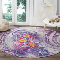 Lavender Polynesian Jellyfish Round Carpet Watercolor Glows - Polynesian Pride