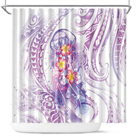 Lavender Polynesian Jellyfish Shower Curtain Watercolor Glows - Polynesian Pride
