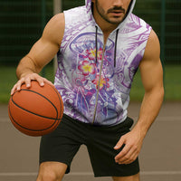 Lavender Polynesian Jellyfish Sleeveless Zip Hoodie Watercolor Glows LT7 - Polynesian Pride