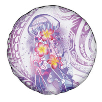 Lavender Polynesian Jellyfish Spare Tire Cover Watercolor Glows - Polynesian Pride