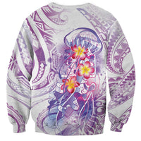 Lavender Polynesian Jellyfish Sweatshirt Watercolor Glows LT7 - Polynesian Pride