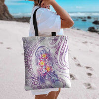 Lavender Polynesian Jellyfish Tote Bag Watercolor Glows - Polynesian Pride