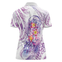 Lavender Polynesian Jellyfish Women Polo Shirt Watercolor Glows LT7 - Polynesian Pride