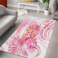 Rose Pink Polynesian Jellyfish Area Rug Watercolor Glows - Polynesian Pride