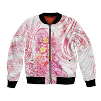 Rose Pink Polynesian Jellyfish Bomber Jacket Watercolor Glows - Polynesian Pride