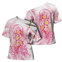 Rose Pink Polynesian Jellyfish Cross Shoulder Shirt Watercolor Glows LT7 - Polynesian Pride