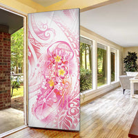 Rose Pink Polynesian Jellyfish Door Cover Watercolor Glows LT7 - Polynesian Pride