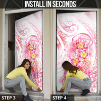 Rose Pink Polynesian Jellyfish Door Cover Watercolor Glows LT7 - Polynesian Pride