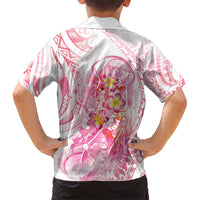 Rose Pink Polynesian Jellyfish Family Matching Short Sleeve Bodycon Dress and Hawaiian Shirt Watercolor Glows - Polynesian Pride