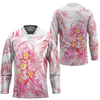 Rose Pink Polynesian Jellyfish Hockey Jersey Watercolor Glows LT7 - Polynesian Pride