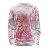 Rose Pink Polynesian Jellyfish Long Sleeve Shirt Watercolor Glows LT7 Unisex Rose Pink - Polynesian Pride