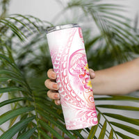 Rose Pink Polynesian Jellyfish Skinny Tumbler Watercolor Glows - Polynesian Pride