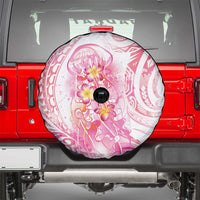 Rose Pink Polynesian Jellyfish Spare Tire Cover Watercolor Glows - Polynesian Pride