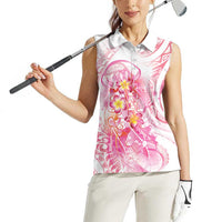 Rose Pink Polynesian Jellyfish Women Sleeveless Polo Shirt Watercolor Glows LT7 - Polynesian Pride