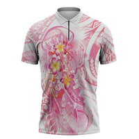 Rose Pink Polynesian Jellyfish Zipper Polo Shirt Watercolor Glows LT7 Rose Pink - Polynesian Pride