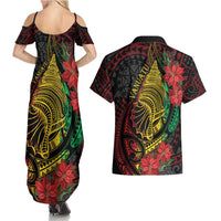 Vanuatu Meri Krismas Couples Matching Summer Maxi Dress and Hawaiian Shirt Conch Shell Tribal Art LT7 - Polynesian Pride