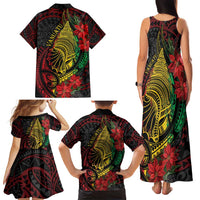 Vanuatu Meri Krismas Family Matching Tank Maxi Dress and Hawaiian Shirt Conch Shell Tribal Art
