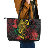 Vanuatu Meri Krismas Leather Tote Bag Conch Shell Tribal Art