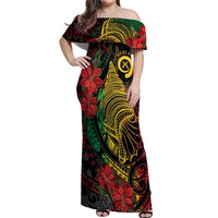 Vanuatu Meri Krismas Off Shoulder Maxi Dress Conch Shell Tribal Art LT7 Women Art - Polynesian Pride