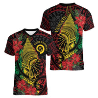 Vanuatu Meri Krismas Women V-Neck T-Shirt Conch Shell Tribal Art LT7 - Polynesian Pride