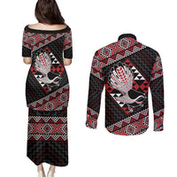 Taniko Aotearoa Couples Matching Puletasi and Long Sleeve Button Shirt Poutama Mix Piwakawaka LT7 - Polynesian Pride