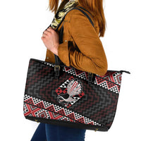 Taniko Aotearoa Leather Tote Bag Poutama Mix Piwakawaka LT7 Red - Polynesian Pride