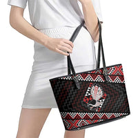 Taniko Aotearoa Leather Tote Bag Poutama Mix Piwakawaka LT7 - Polynesian Pride
