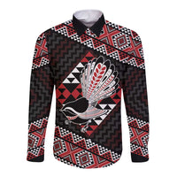 Taniko Aotearoa Long Sleeve Button Shirt Poutama Mix Piwakawaka