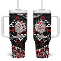 Taniko Aotearoa Tumbler With Handle Poutama Mix Piwakawaka LT7 One Size: 40 oz Red - Polynesian Pride