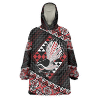 Taniko Aotearoa Wearable Blanket Hoodie Poutama Mix Piwakawaka LT7 One Size Red - Polynesian Pride