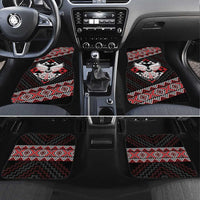 Taniko Aotearoa Car Mats Poutama Mix Piwakawaka - Ver02 LT7 Set 4pcs Red - Polynesian Pride