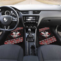 Taniko Aotearoa Car Mats Poutama Mix Piwakawaka - Ver02 LT7 Set 2pcs - Front Red - Polynesian Pride