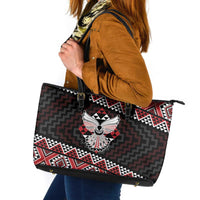 Taniko Aotearoa Leather Tote Bag Poutama Mix Piwakawaka - Ver02 LT7 Red - Polynesian Pride